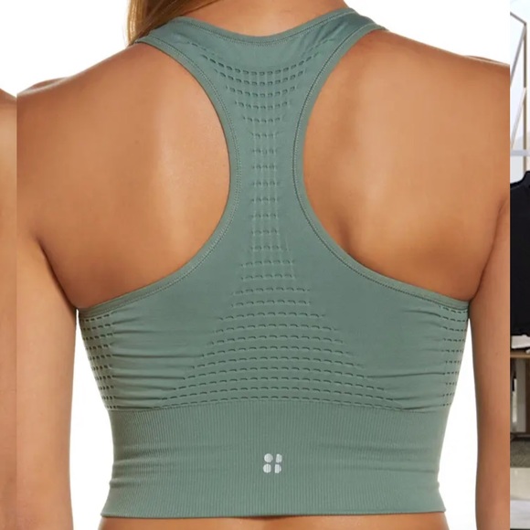 NWT SWEATY BETTY Stamina Longline Sports Bra Heath Green Women’s Size M - Picture 2 of 6